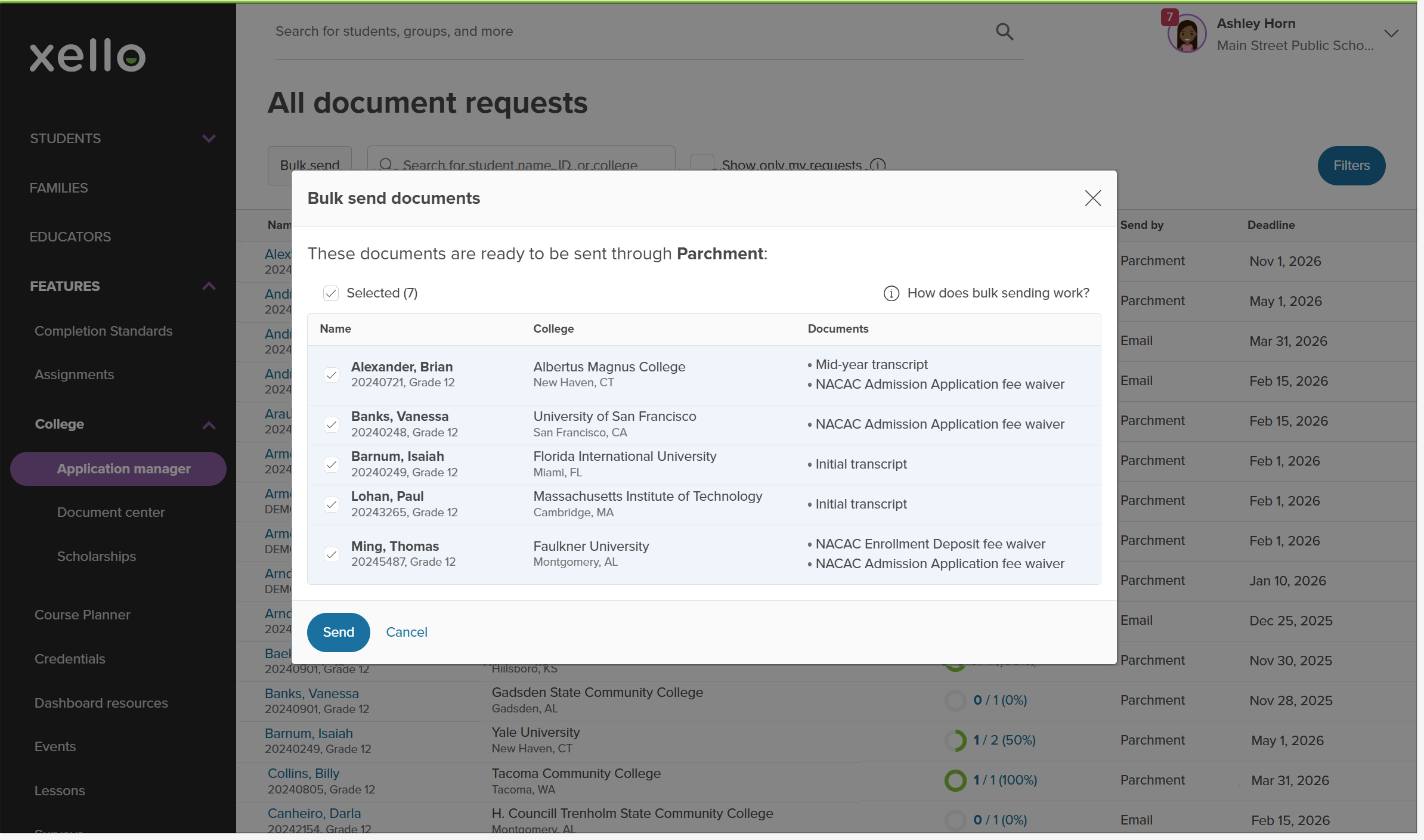 Bulk send transcripts
