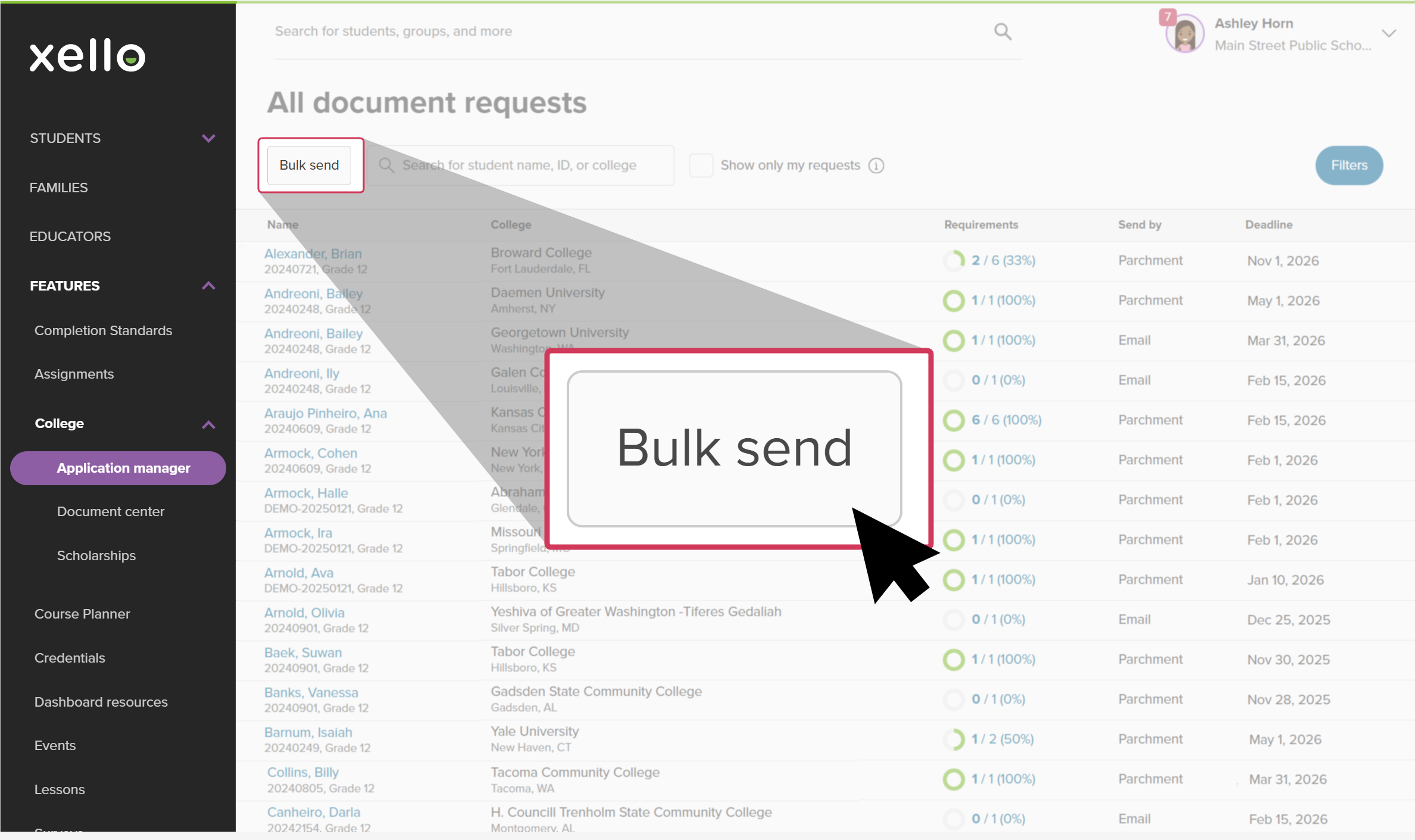 Bulk send transcripts