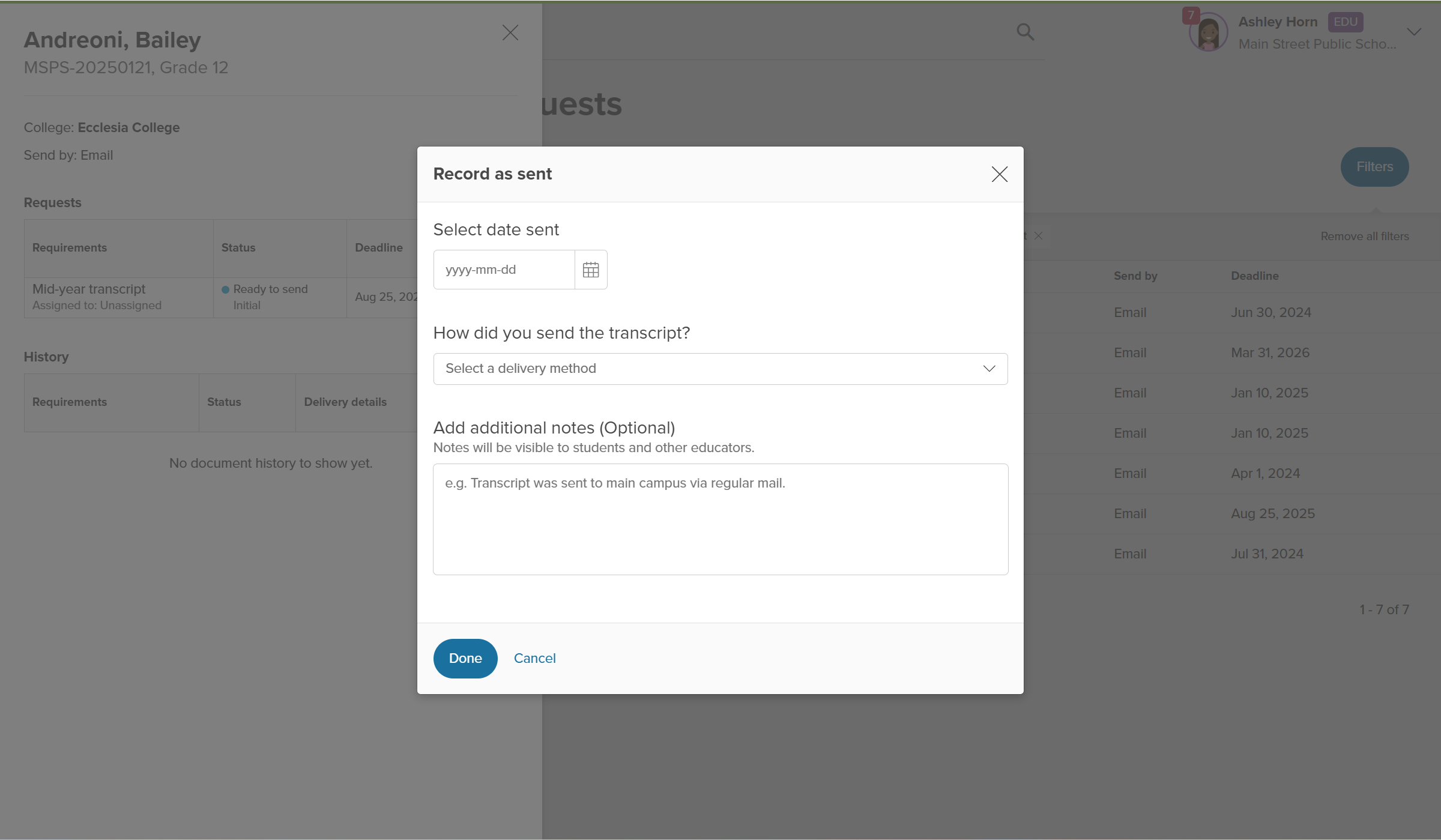 Modmail Transcripts Send a transcript to the institution