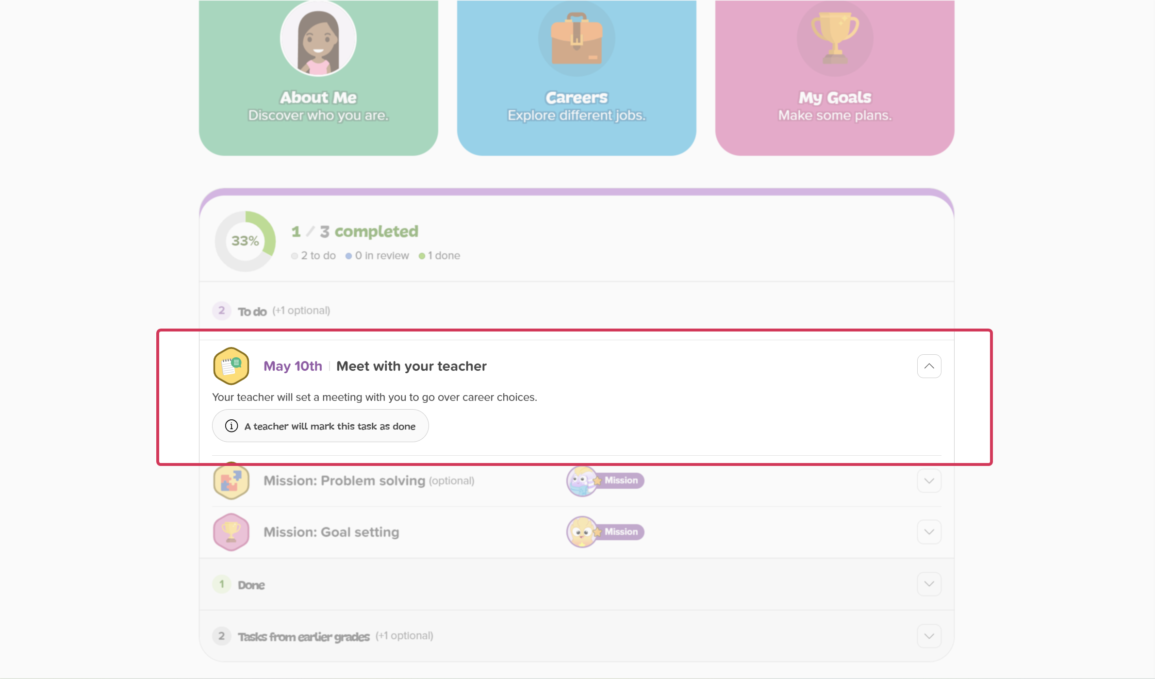Custom tasks in Xello K-5