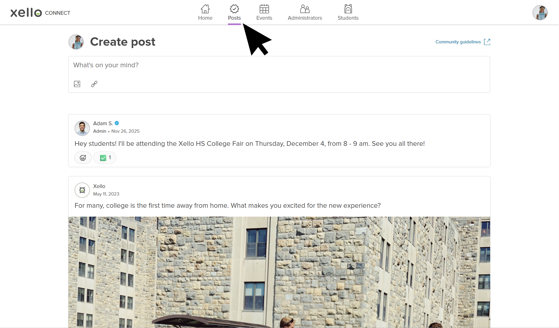 Create a post in Xello Connect