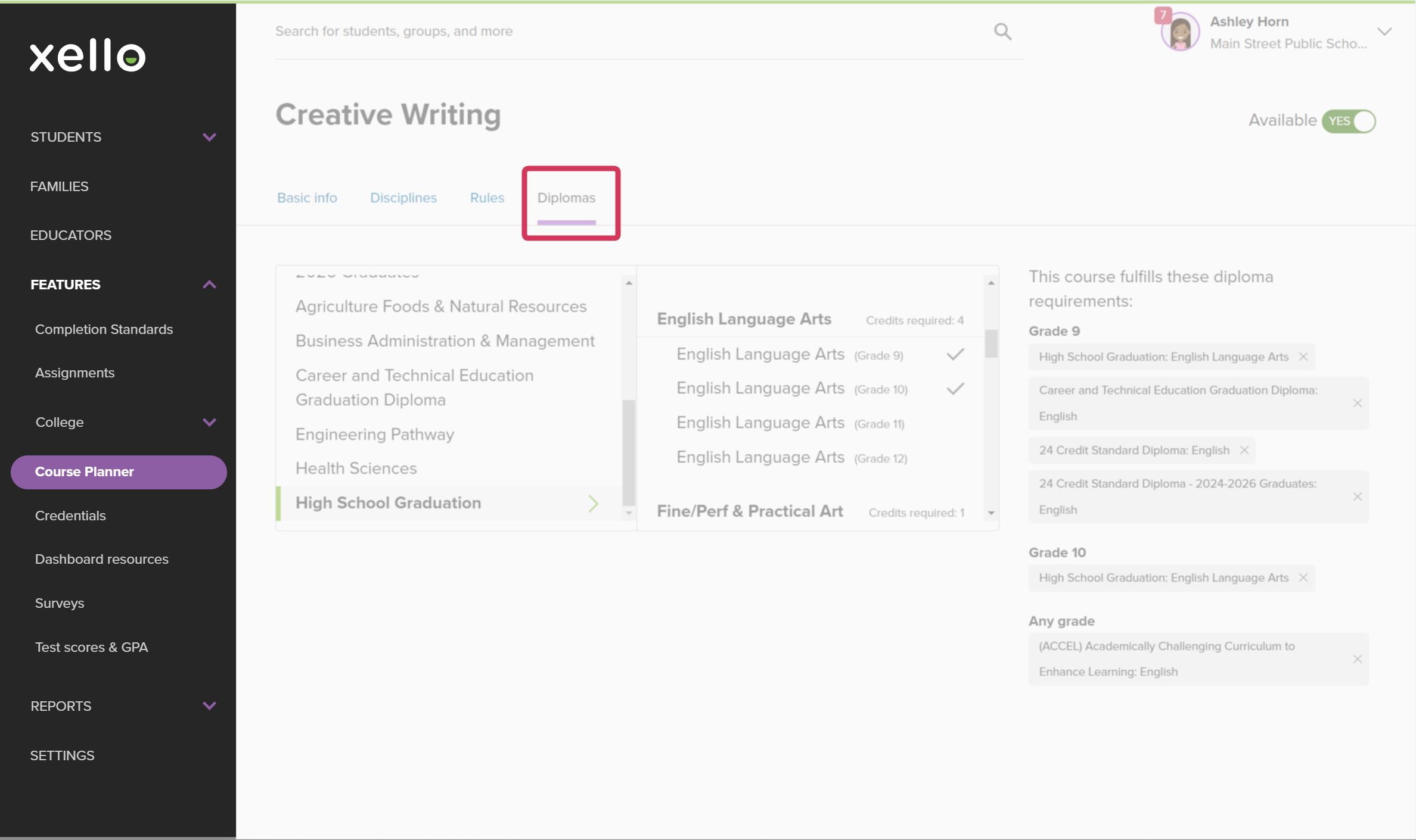 Add and edit courses